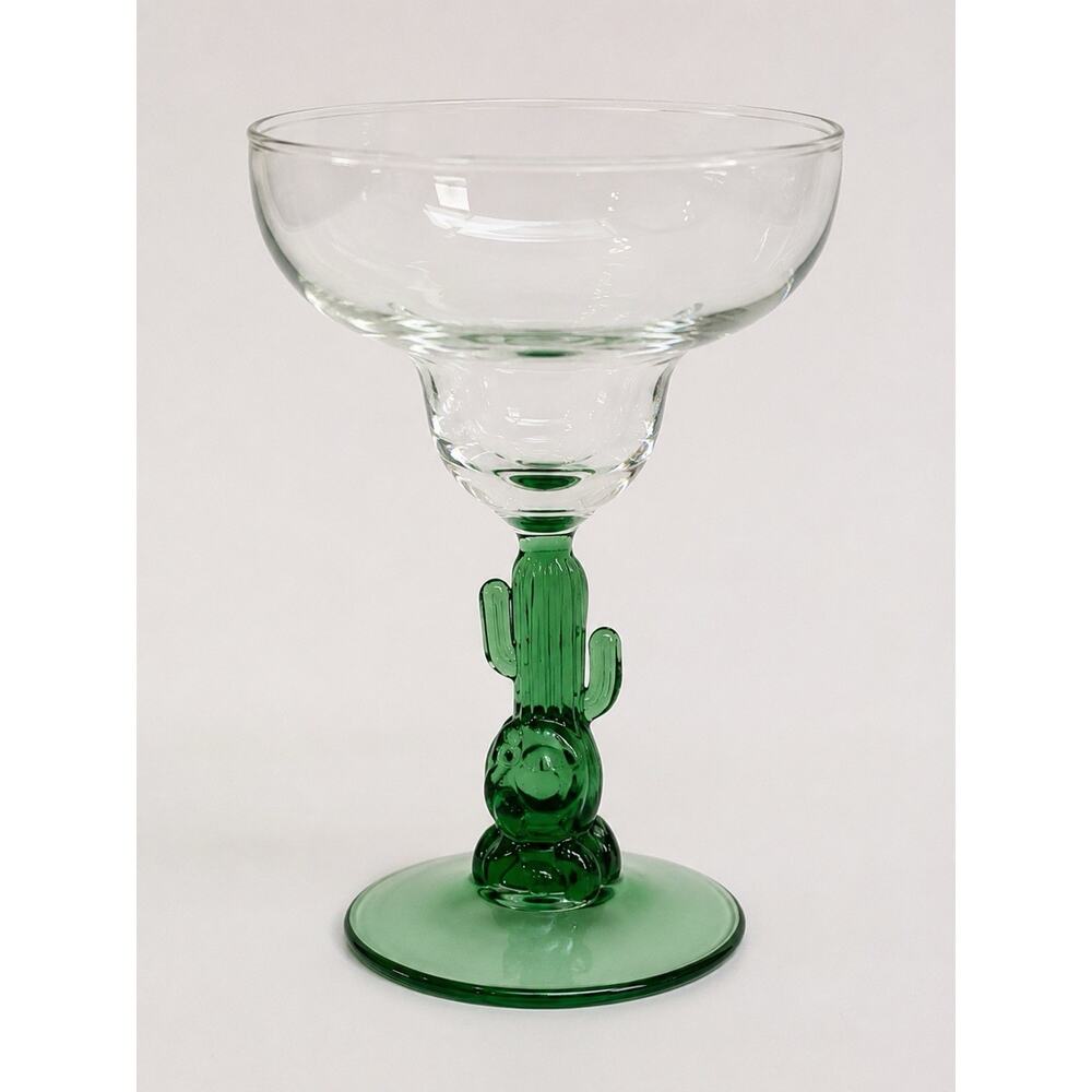 Set 4 Luminarc France Margarita Glasses Green Cactus Stem Cocktail